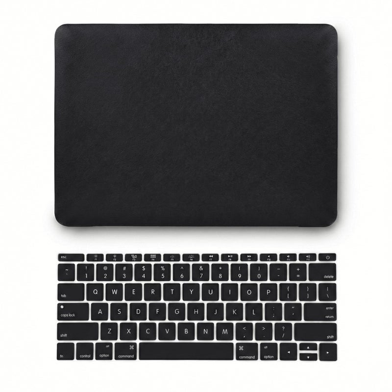 KECC Compatible with MacBook Pro 16 inch Case 2020 2019 Release A2141 Protective Italian Leather Hard Shell Case + Keyboard Cover, Black Leather - Image 1